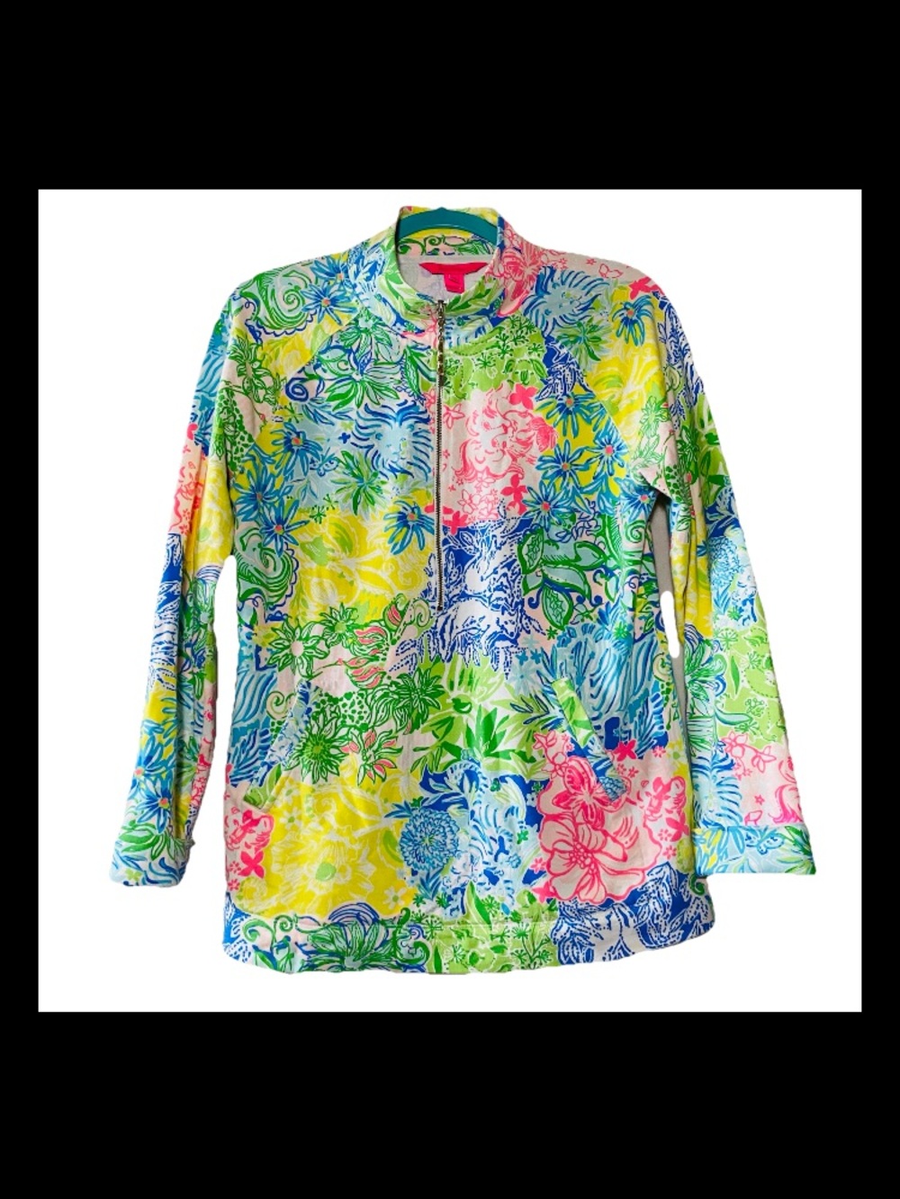 Lilly Pulitzer Skipper Popover Zip Up Colorful Party Animal Safari SZ M